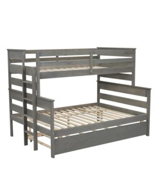 Wood Twin over Full Bunk Bed with Twin Size Trundle