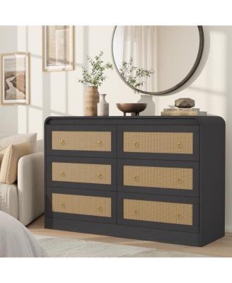 46''Wide Rattan Dresser,6 Drawer Dresser for Bedroom,Dressers & Chests of Drawers