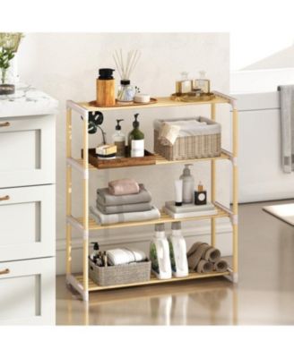 4 Tier Solid Wood Shoe Organizer with Open Slatted Storage