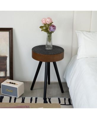   15.7" Round Side Table - Modern Accent Nightstand for Compact Spaces