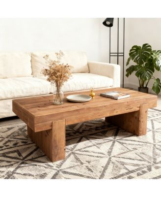 Solid Wood Coffee Table: Modern Minimalist & Rustic Style