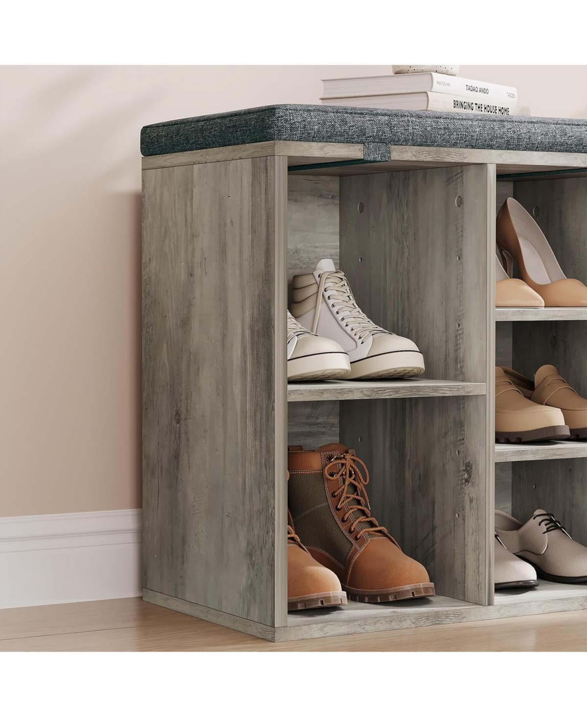 gaomon Entryway Shoe Bench with Storage and Cushioned Seat