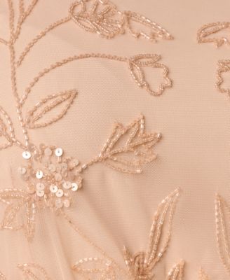 Plus Size Boat Neck Beaded Cocktail Ball Gown