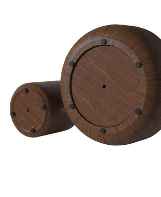   Round Wood Grain Drum Coffee Table Set (Set of 2)