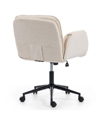 Criss Cross Beige Cloth Swivel Desk Chair with Adjustable Armrests & Wheels