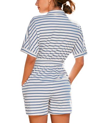 Women's Collared Striped Romper