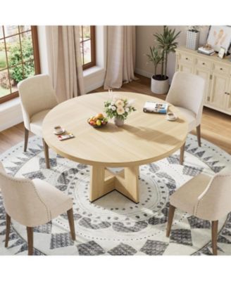 47" Round Dining Table with Thickened Edge and Sturdy Pedestal Base