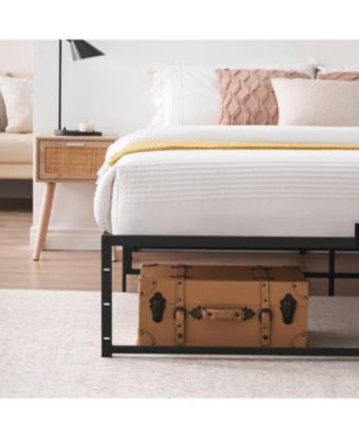   14 Inch Metal Platform Bed Frame Heavy Duty Slats Storage No Box Spring Needed Easy Build Durable