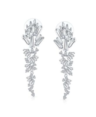 Long Cocktail Cubic Zirconia CZ Marquise Waterfall Dangle Chandlier Earrings