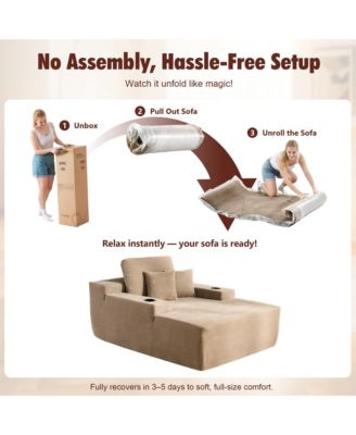 Chaise Lounge Chair, Oversized Plush Upholstered Boneless Sofa Bed, Deep Seat Sleeper Cloud Couch for Living Room, No Assembly Required