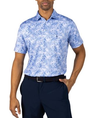 Men's Distressed Tropical Printed Performance Polo