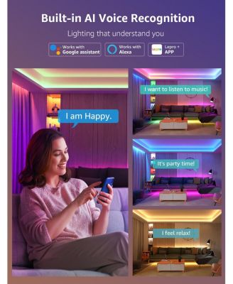 S1 100ft (2x50ft) AI Smart RGBIC LED Strip Lights for Party Holiday Room Decor, Rainbow Chasing Effects, APP Control No Remote, WiFi Bluetooth