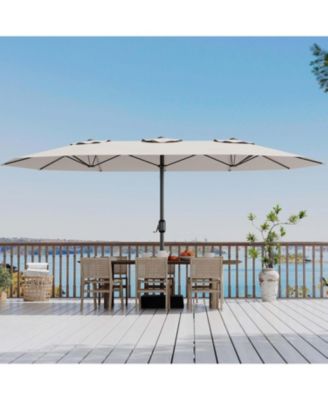 15ft Large Patio Umbrella with Sandbag Base - Rectangular Patio Umbrella with Crank Handle, UV Protection for Outdoor Market, Backyard, Pool