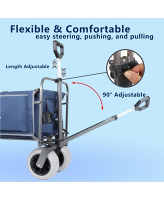 Folding Beach Wagon - All Terrain Steel Frame Utility Cart with Unique Strapping System for Beach, Sports and Garden