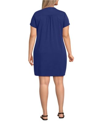 Plus Size Cotton Modal Pintuck Short Sleeve Dress