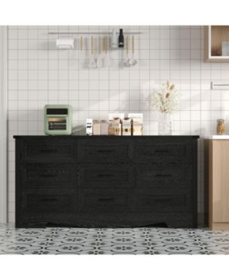 59" Wide 9-Drawer Dresser for Bedroom, Farmhouse Tall Wooden Chest of Drawers with Mid Century Modern Style