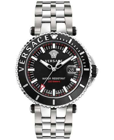 Versace Men's Swiss V Race Diver Stainless Steel Bracelet Watch 46mm VAK03 0016