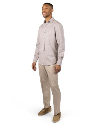 Men's Yarn Dyed Melange Linen Long Sleeve Shirt