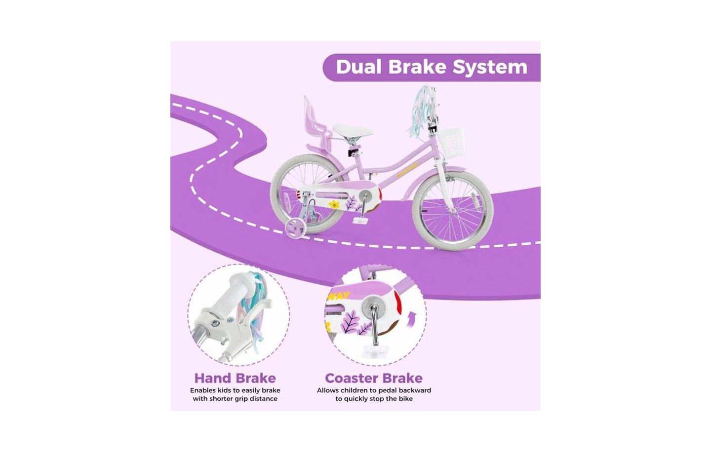 Детская игрушка HONGGE Girls Bike with Doll Seat and Streamers, цвет: Фиолетовый — фото 9