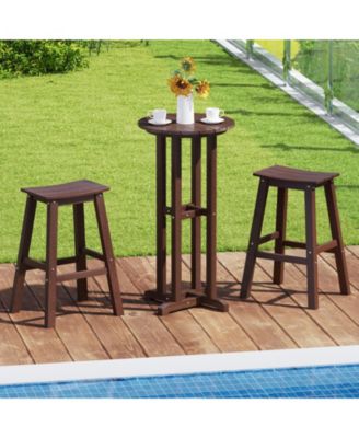 Inch Round Patio Bar Height Table with Slatted Top