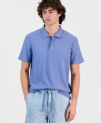 Men's Diagonal Texture Interlock Zip Polo