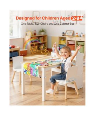 Toddler Craft Table Set with 2 Chairs and Storage Shelves
