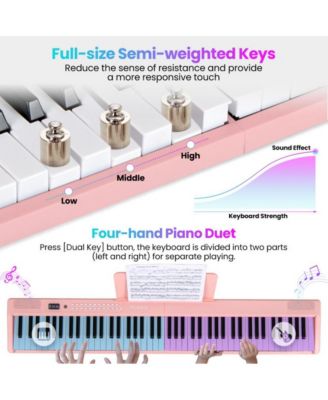 88 Key Foldable Electric Keyboard Piano with Wireless MIDI and Dual Speakers