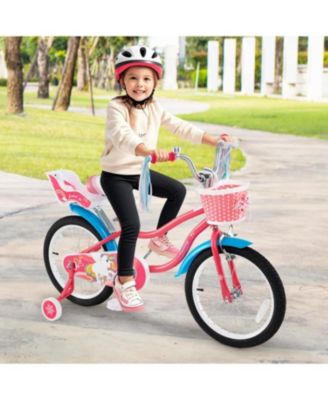 18 Inch Girls Bike with Doll Seat and Training Wheels for 3-5 Years
