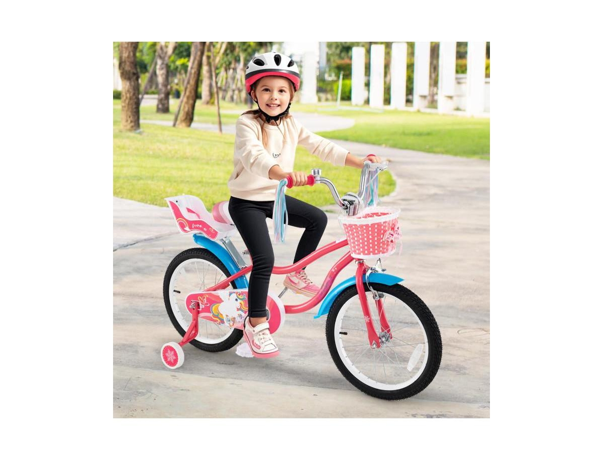 Hongge Inch Girls Bike with Doll Seat and Training Wheels for 3-5 Years