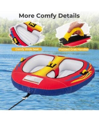 1 or 2 Person Inflatable Towable Tube for Boating with Drainage