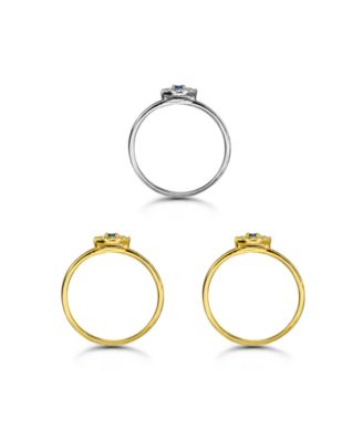 Cubic Zirconia (1/3 ct.t.w) 3-Pc. Set Pave Evil Eye Band Ring