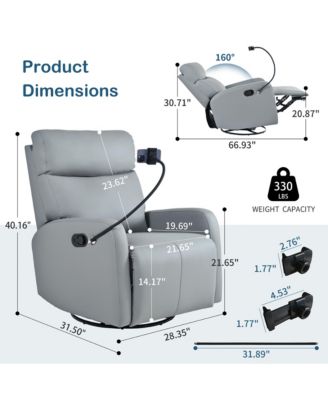 Swivel Rocker Recliner Chair 360 Degree Glider with Phone Holder for Bedroom Living Room Home Theater 330LBS Capacity