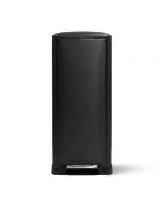 13 Gallon Dual Compartment Stainless Steel Kitchen Trash Can with Step Pedal and Soft Close Lid, Black