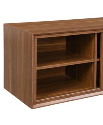 Mid-Century Walnut TV Stand with Extendable Table & Cushion