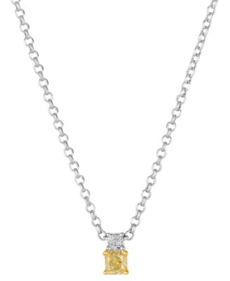 Sunny Yellow & Vanilla Diamond Pendant Necklace (6/25 ct. t.w.) in Two-Tone 14k Gold