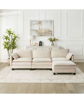 Streamdale L-shaped sofa with storage, cotton-linen velvet, 3 seats, extends, living room