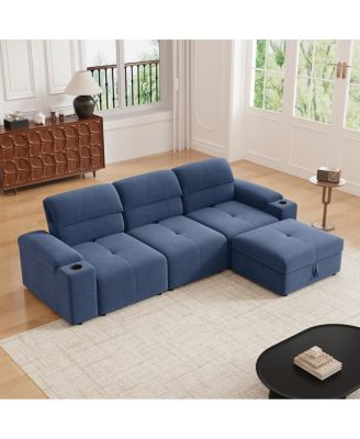  Modern L-shaped sectional sofa, 105-inch cloud sofa with adjustable backrest and ottoman