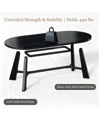 70.8" Oval Work Desk for 6-8 People Rustic Style with Tapered Legs for Boardroom Office Meeting Conference Room