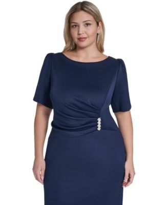 Plus Size Short-Sleeve Midi Dress