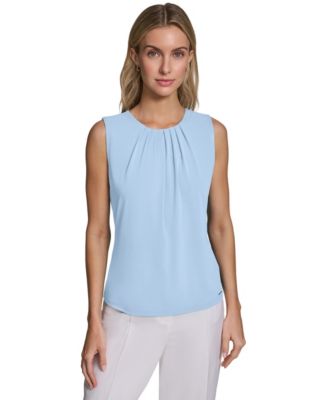 Women's Pleated Crew Neck Cami Top