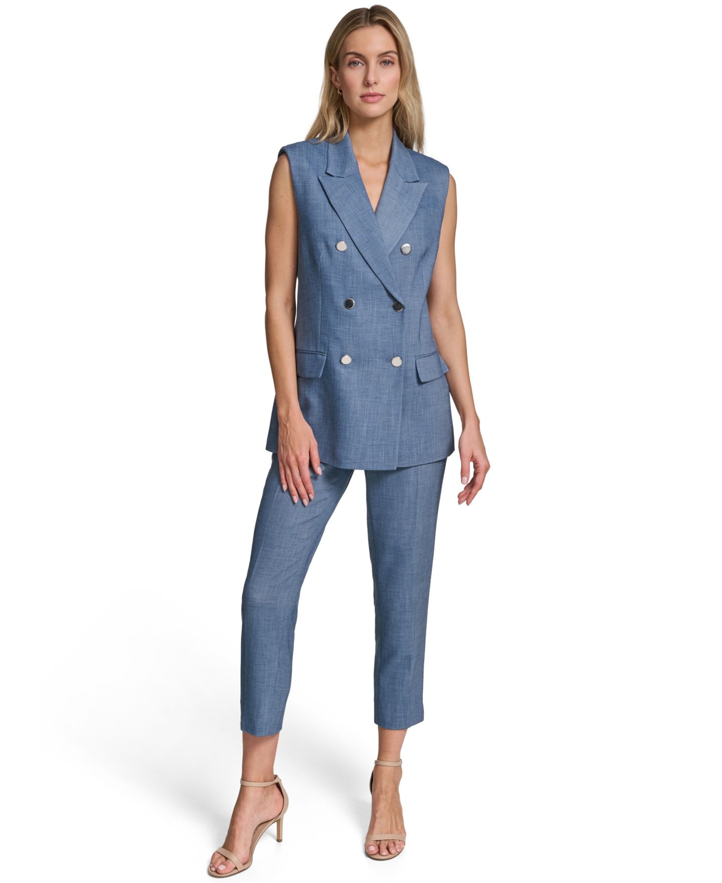 Женский жилет Calvin Klein Notch Collar Button-Front Vest, цвет: Индиго — фото 5