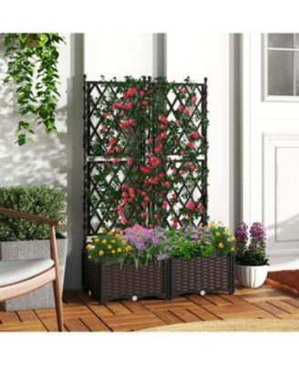 Raised Garden Bed with Lattice Trellis & Self-Watering