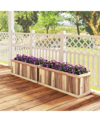 Wooden Rectangular Planter Box with Drainage