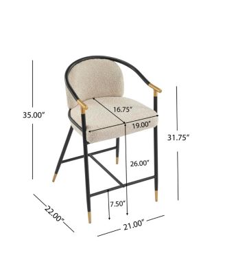 26" H Upholstered Counter Stool with Metal Frame (Set of 2)