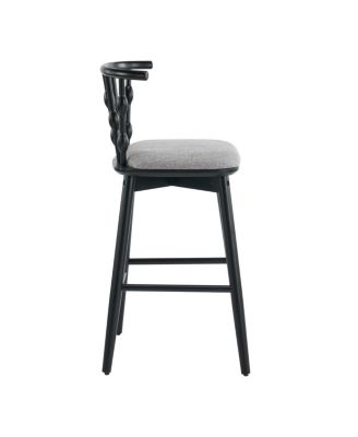 Modern Hourglass Back Rubberwood Bar Stool - Set of 2