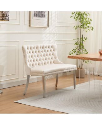 Streamdale Velvet Double Dining Loveseat Bench, 2-Seat Tufted Bench w/Handmade Buttons