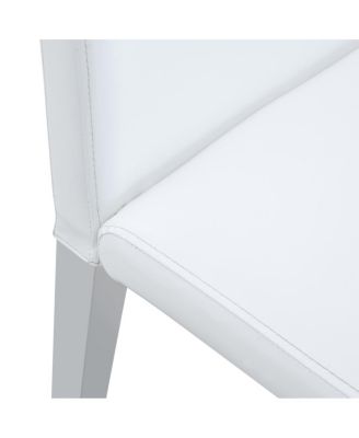 Two PU Dining Chairs with Silver Metal Legs (Set of 2)