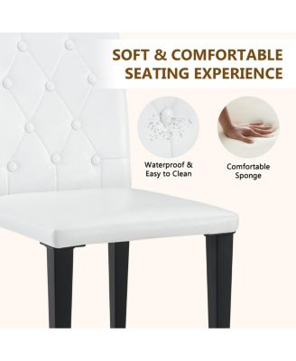 PU Dining Chair with Ergonomic Buckle Backrest