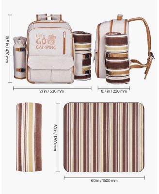 4-Person Picnic Backpack with Insulated Cooler, Blanket and Tableware Set