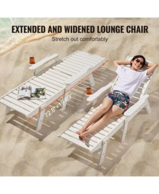 Adjustable Outdoor Chaise Lounge Chair with Cup Holder, 400 lb Capacity